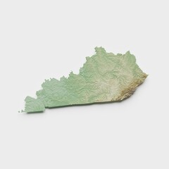 Kentucky Topographic Relief Map  - 3D Render