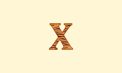 letter x with decoration modern animal pattern. stripes vector with alphabet.