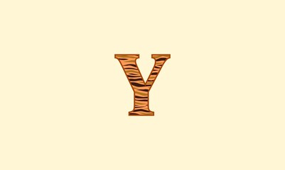letter y with decoration modern animal pattern. stripes vector with alphabet.