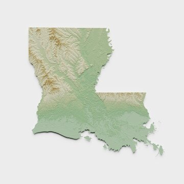 Louisiana Topographic Relief Map  - 3D Render