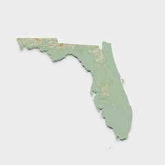 Florida Topographic Relief Map  - 3D Render