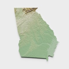 Georgia Topographic Relief Map  - 3D Render - obrazy, fototapety, plakaty