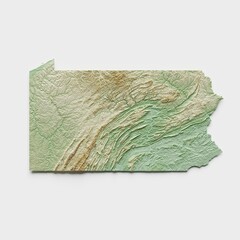 Pennsylvania Topographic Relief Map  - 3D Render