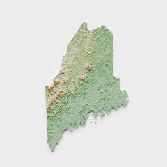 Maine Topographic Relief Map  - 3D Render