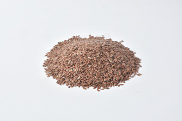 natural brown flaxseed white background