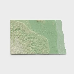 North Dakota Topographic Relief Map  - 3D Render