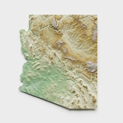 Arizona Topographic Relief Map  - 3D Render