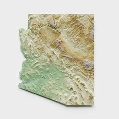 Photo sur Plexiglas Arizona Arizona Topographic Relief Map  - 3D Render