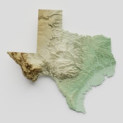 Texas Topographic Relief Map  - 3D Render
