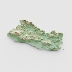 El Salvador Topographic Relief Map  - 3D Render
