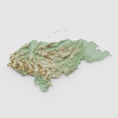 Honduras Topographic Relief Map  - 3D Render