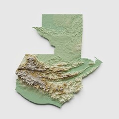 Guatemala Topographic Relief Map  - 3D Render