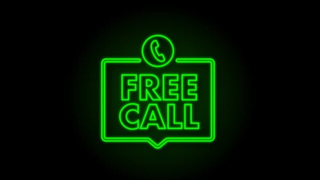 Free call. Information technology. Telephone neon icon. Customer service. Motion Graphic