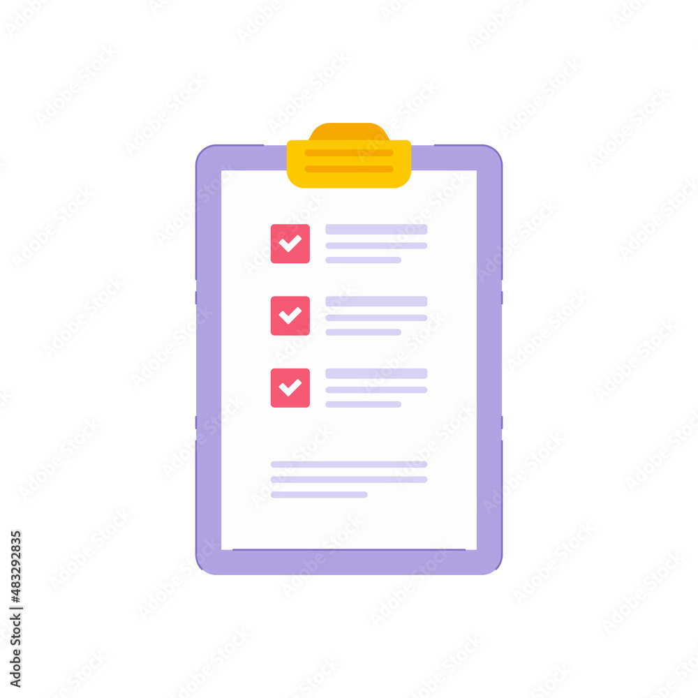 Poster clipboard with paper sheet to do list tasks completed checkmark control icon vector illustration