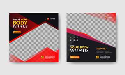 modern  creative gym and fitness social media post and web banner.