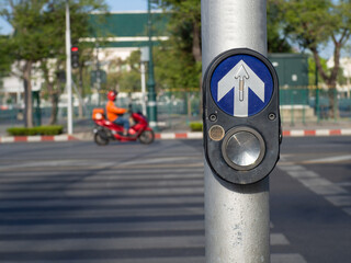 Crosswalk button traffic device for crossing the road. for safety