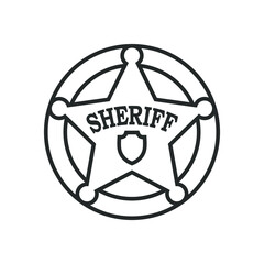 Sheriff star graphic sign. Sheriff emblem isolated on white background. Vector illustration