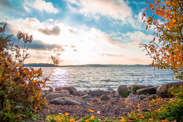 Sunny clouds over the sea at Finnish archipelago