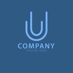 Fototapeta premium Geometry Initial Letter U, Y or J Blue Logo Minimalist. This Logo Perfect For Company Industry, Service, Factory, Games, Community, Etc and File Editable