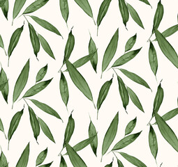 Seamless leaf pattern, floral print.
