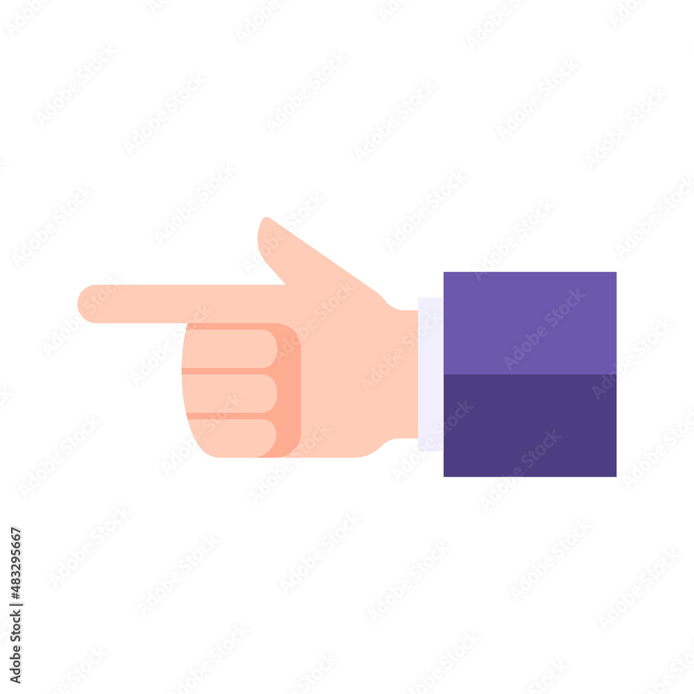 Poster business man in suit pointing forefinger left vector direction gesture index finger pointer