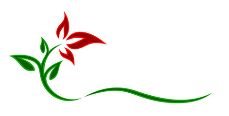 A symbol of a stylized garden flower.