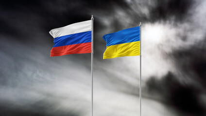 ukraine russia flags 2022 stop wars - obrazy, fototapety, plakaty