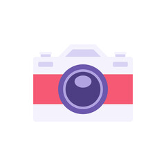 Vintage photo camera with lens decorative design vector illustration. Old retro electronic equipment