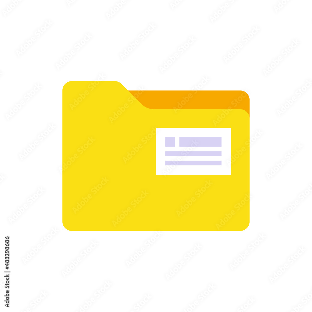 Aufkleber yellow paper folder storage with label for documents directory organizing vector flat illustration