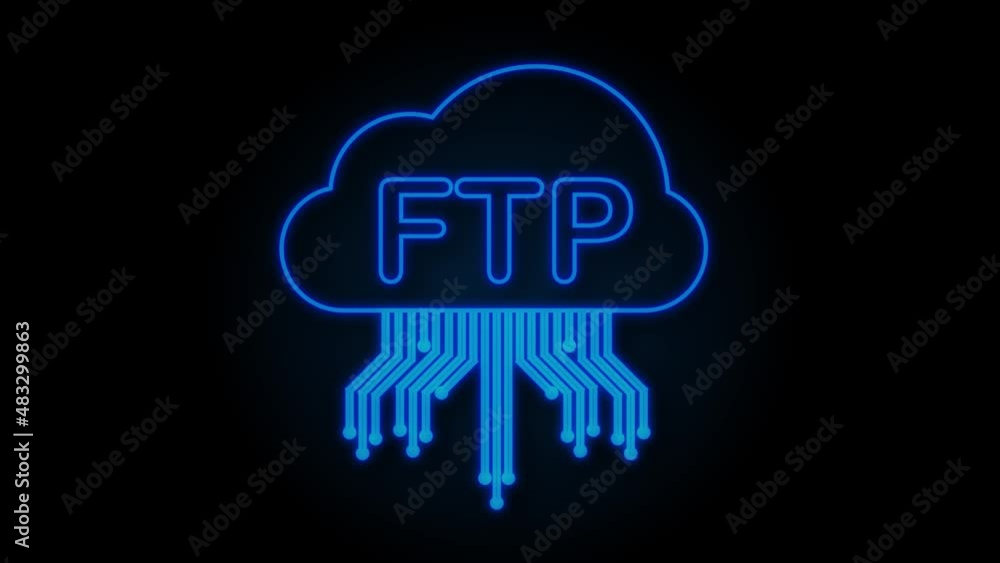 Aufkleber ftp file transfer icon. ftp technology icon. transfer data to server. motion graphic