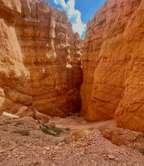 Hiking deep into Bryce Canyon and looking up adds wonderment to the natural beauty surrounding this traveler