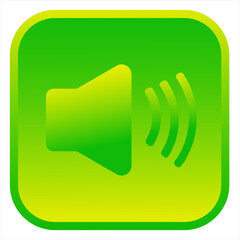 Speaker icon. Isolated web icon. Logo design. Flat vector illustration in green gradient color.