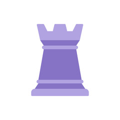 Purple rook chess figure vector flat table game element for leadership skill strategy battle