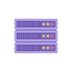 Purple three rectangle control panel with multicolored indicator vector flat illustration