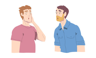 Young Man with Shocked Face Expression Gasping Feeling Astonishment Vector Set