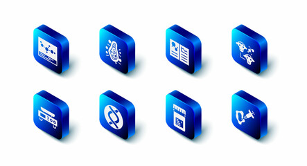 Set Bacteria, Clinical record, Cloning, Syringe, Jar with additives, DNA symbol, Electronic scales and Chemical formula icon. Vector