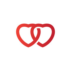 double heart line logo design