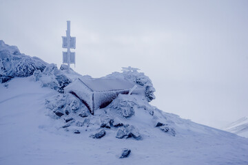 Frozen shelter on the ridge of Avachinsky volcano