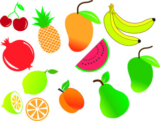 Set of fruit icons. Vector illustration.eps