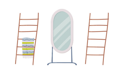 Mirror and Ladder as Bathroom or Washroom Interior Item Vector Set