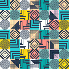 geometric background design. new pattern geometrical shapes with colorist style, yellow, blue, cream, pink. useful for Voucher, Posters, Flyers and Banner Designs, geometrical wallpaper, textiles - obrazy, fototapety, plakaty
