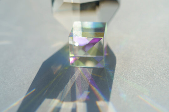 Cubic Rainbow Prism On A White Background.