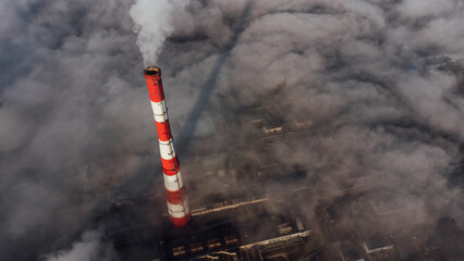 aerial view of modern power plant, industrial landscape