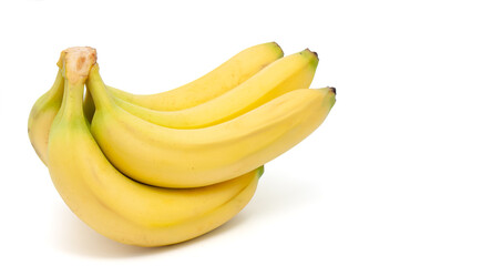 a bunch of yellow bananas on a white background with space for text
