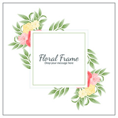 Beautiful floral frame with water color free vector