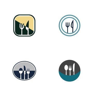 fork and spoon restaurant logo vector template