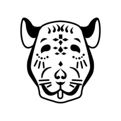 Stylized mouse head chinese zodiac sign. Rat face isolated on white background.