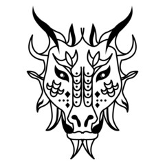 Stylized dragon head chinese zodiac sign. Dragon face isolated on white background.