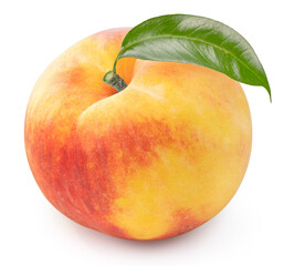 Fresh Golden Peach fruits on white background, Honey Yellow Peach isolated on white background,