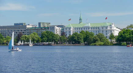 Outer Alster Lake around Hamburg